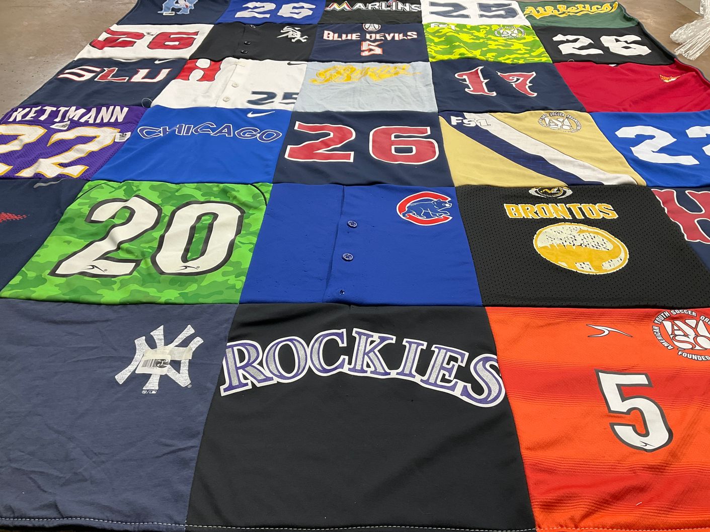 T-shirt quilt featuring chicago cubs, colorado rockies by Lauren from CA