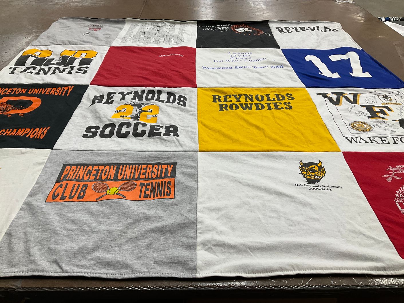 T-shirt quilt from princeton university, wake forest university by Nancy from NC