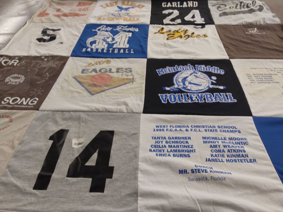 T-shirt quilt featuring mcintosh middle school volleyball, lady eagles basketball by Gina from FL