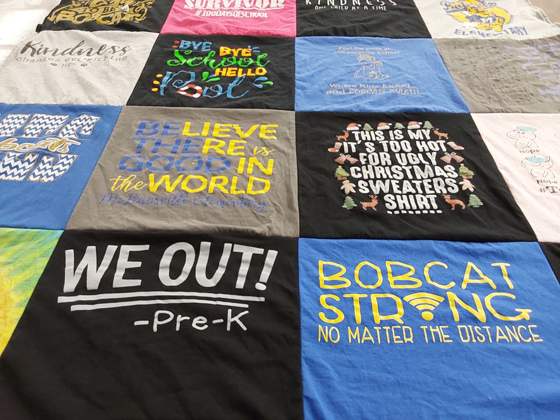 T-shirt quilt featuring bobcats by Stephanie from NC