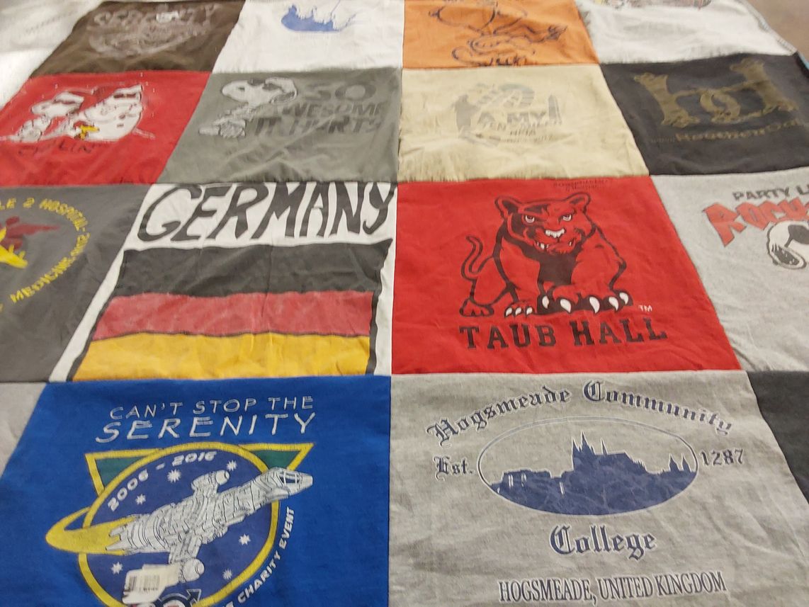 T-shirt quilt from hogsmeade community college by Sandra from TX