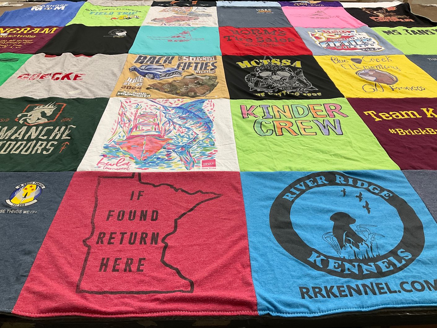 T-shirt quilt with outdoors, dog training themes by Brittney from VA