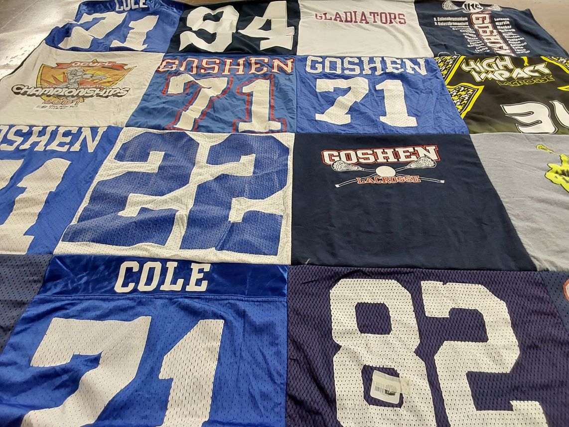 T-shirt quilt featuring goshen gladiators by Karen from NY