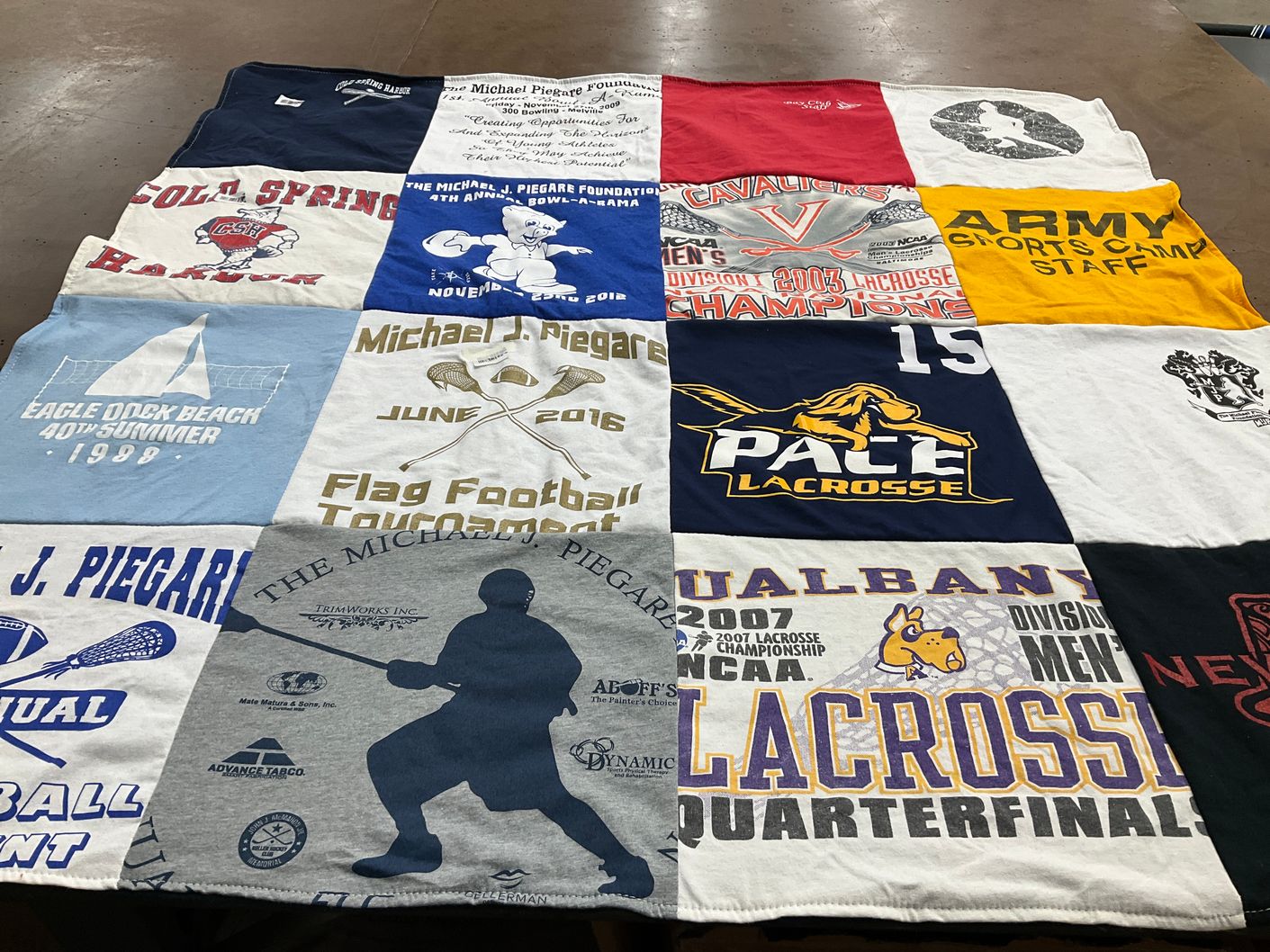 T-shirt quilt featuring cavaliers, army sports by Katelyn from NY