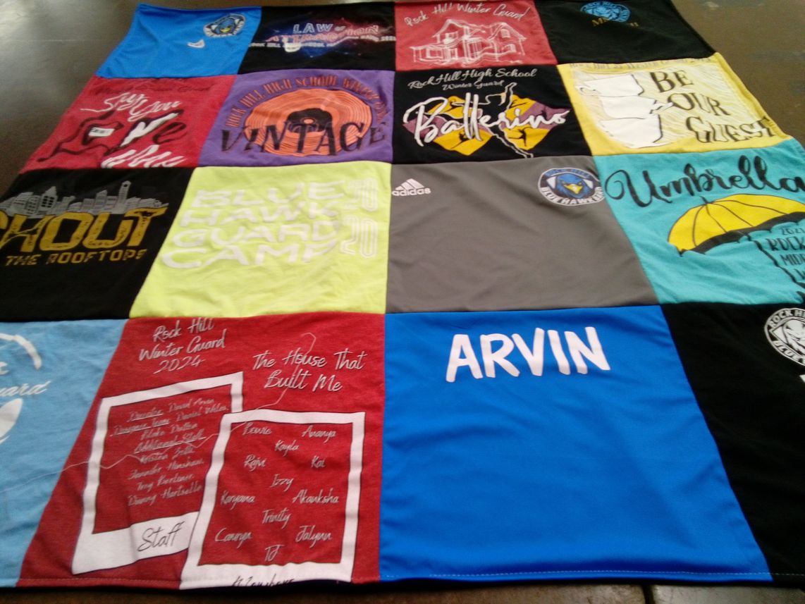 T-shirt quilt from rock hill high school by Monica from TX