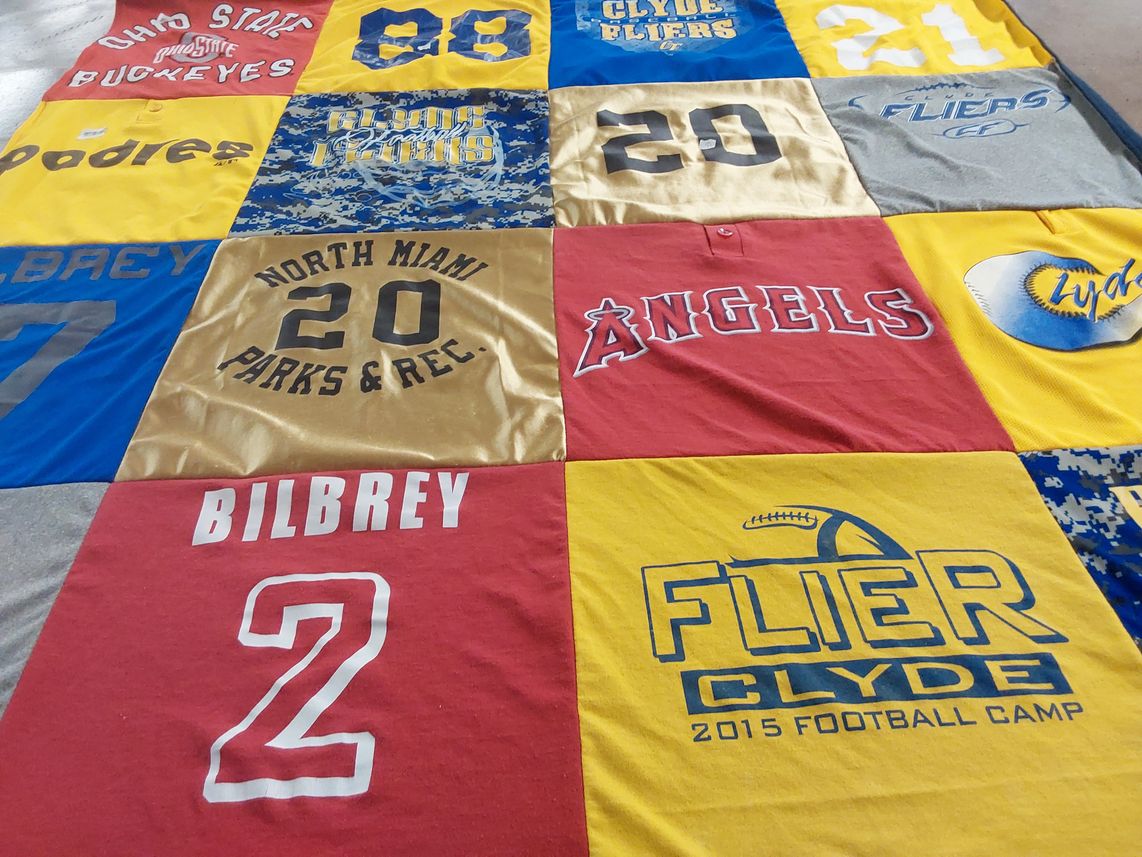 T-shirt quilt featuring clyde flier football team by Yusila from FL