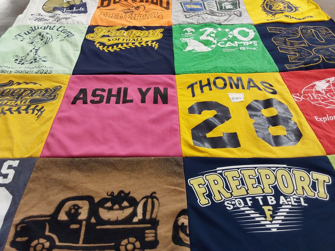 T-shirt quilt featuring freeport softball by Kelly from PA