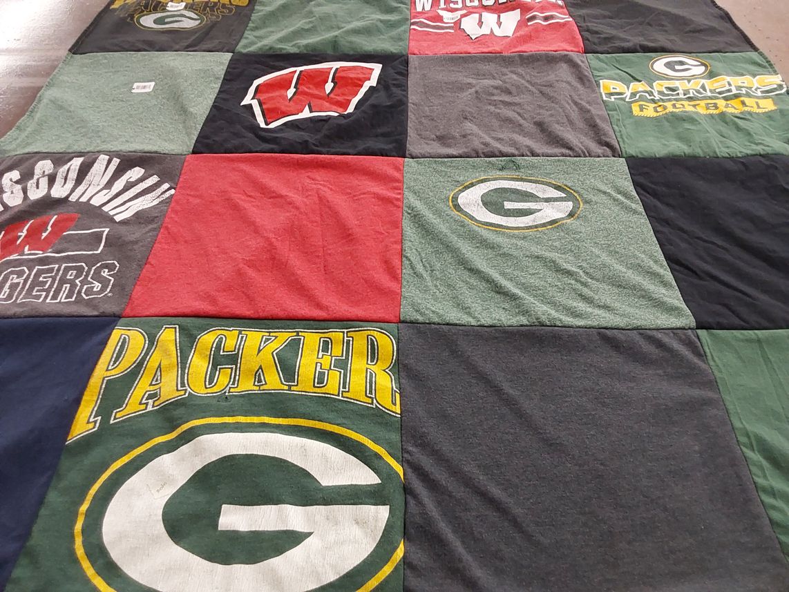 T-shirt quilt featuring green bay packers by Sharon from OH