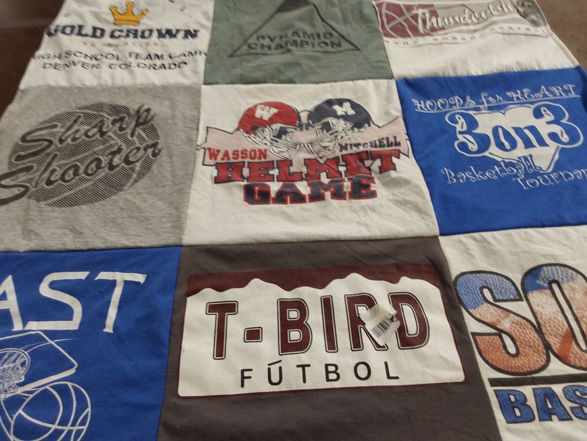 T-shirt quilt featuring t-bird football by Dylan from CO