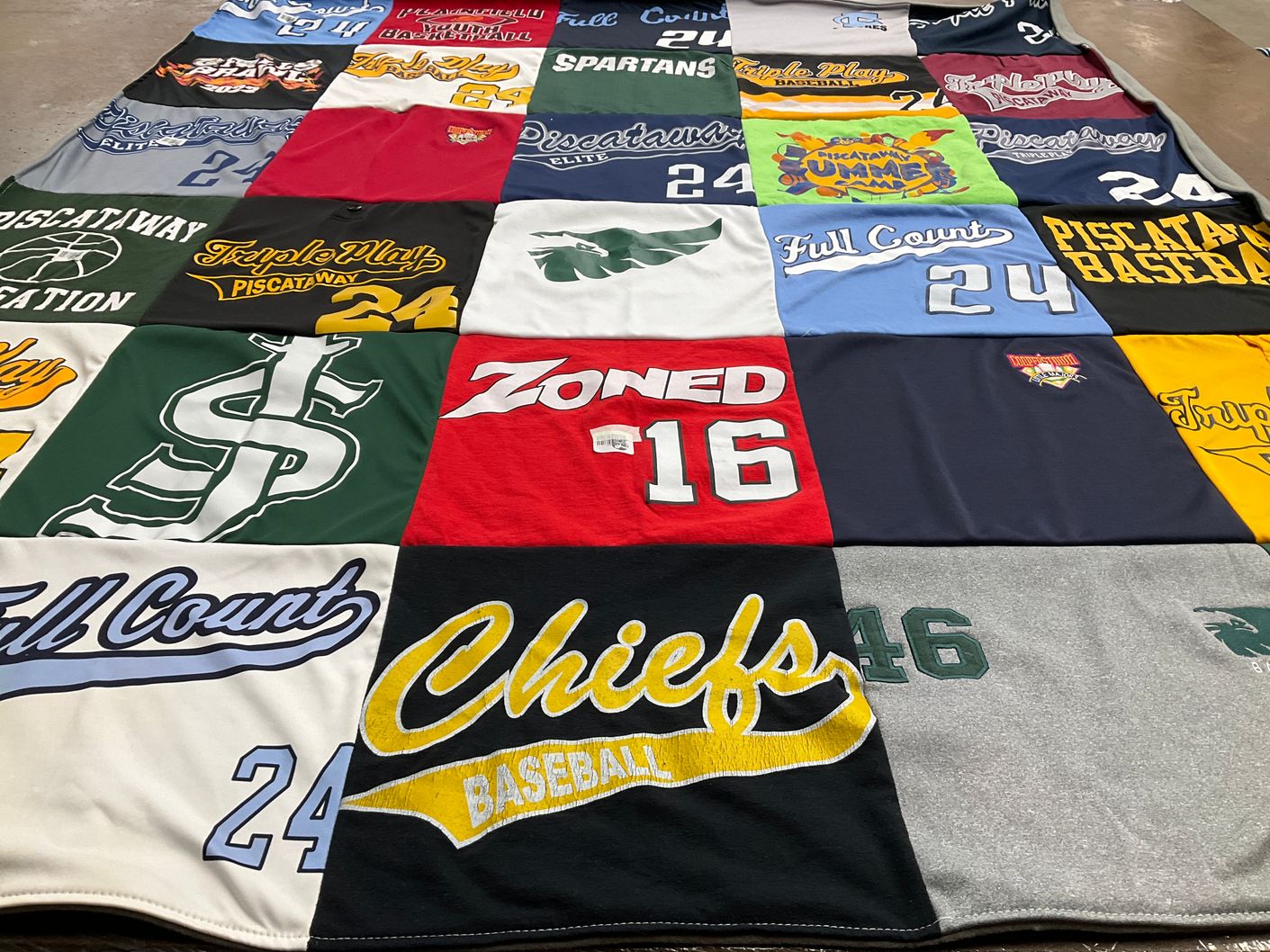T-shirt quilt featuring piscataway baseball, chiefs baseball by Keisha from NJ