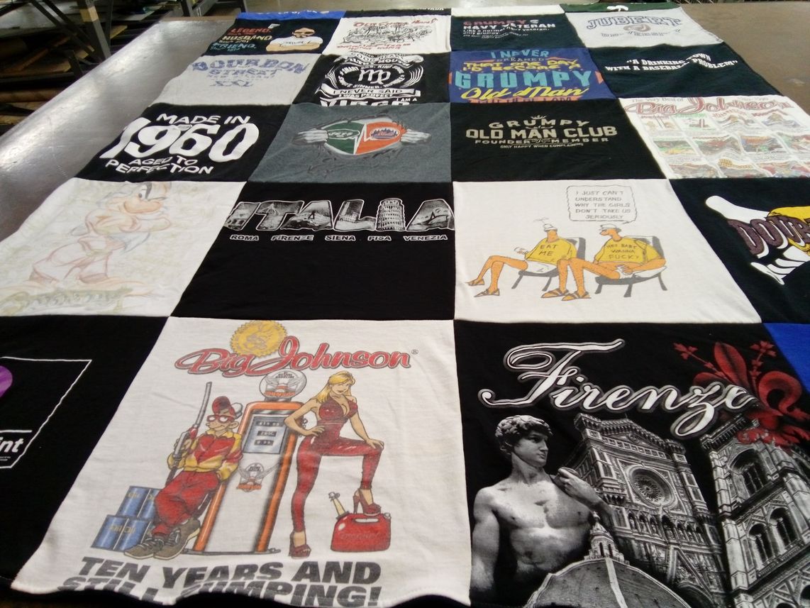 T-shirt quilt with travel, humor themes by George from VA