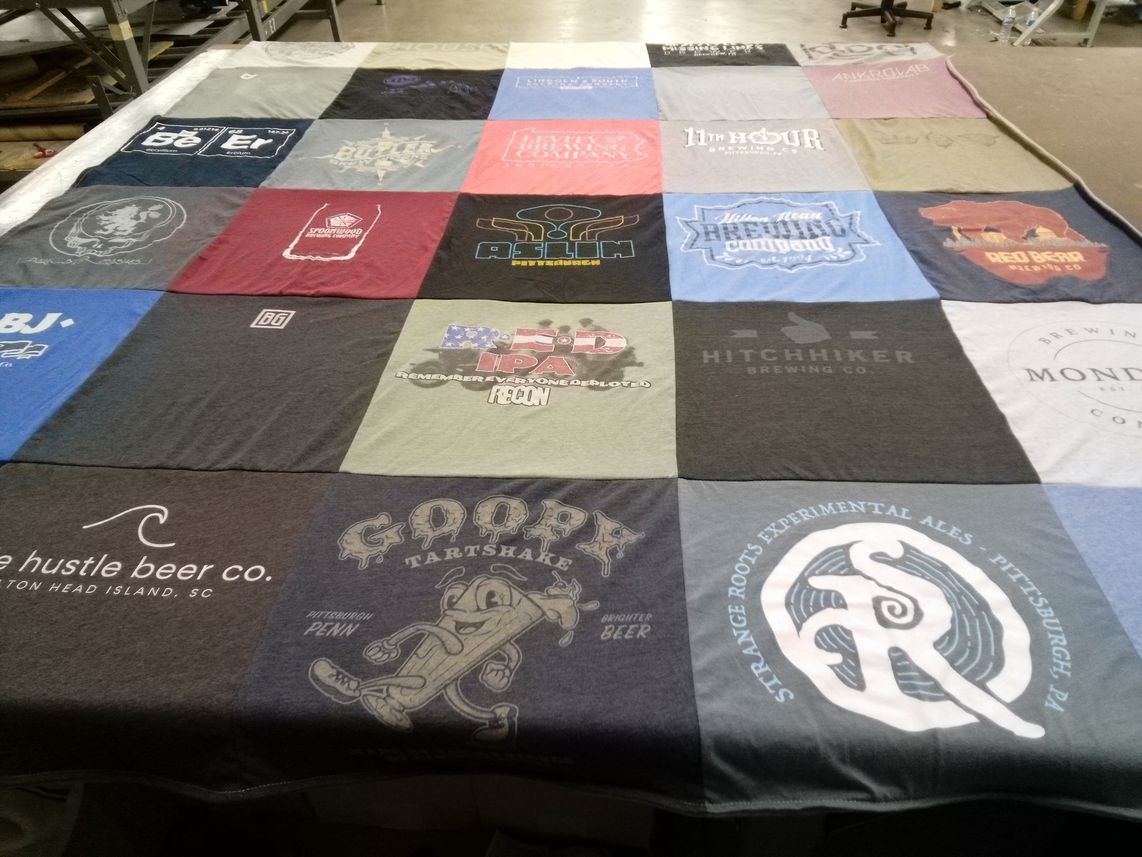 T-shirt quilt with craft beer, brewing themes by Scott from PA
