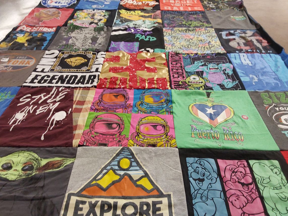 T-shirt quilt with space, cartoons themes by Deanna from NJ