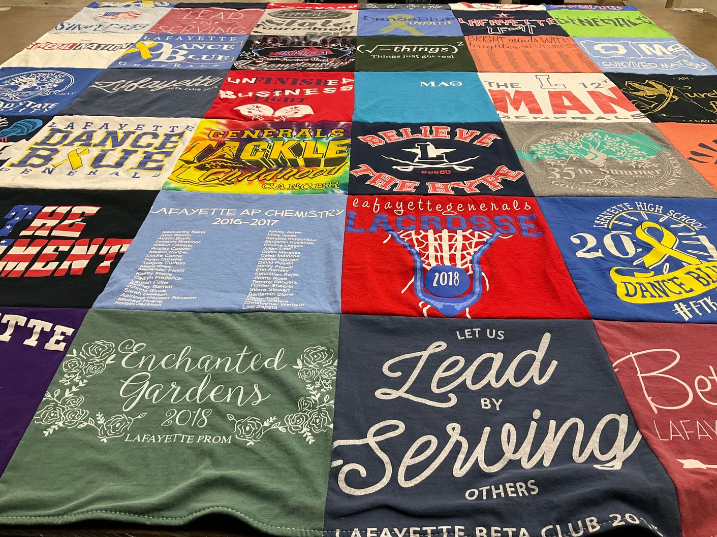 T-shirt quilt featuring lafayette generals by Nadia from KY