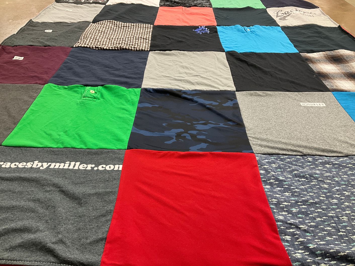 T-shirt quilt with racing themes by Weronika from MN