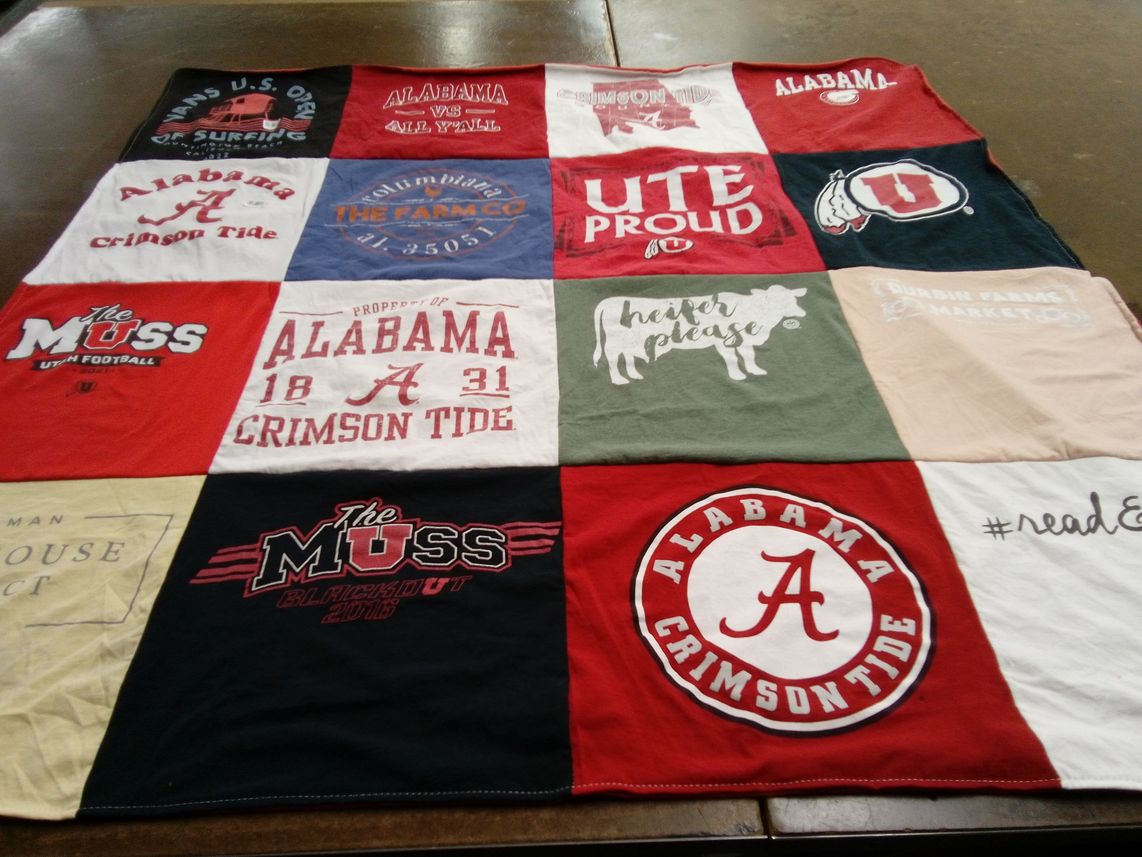 T-shirt quilt featuring alabama crimson tide, utah utes football by Skylar from UT