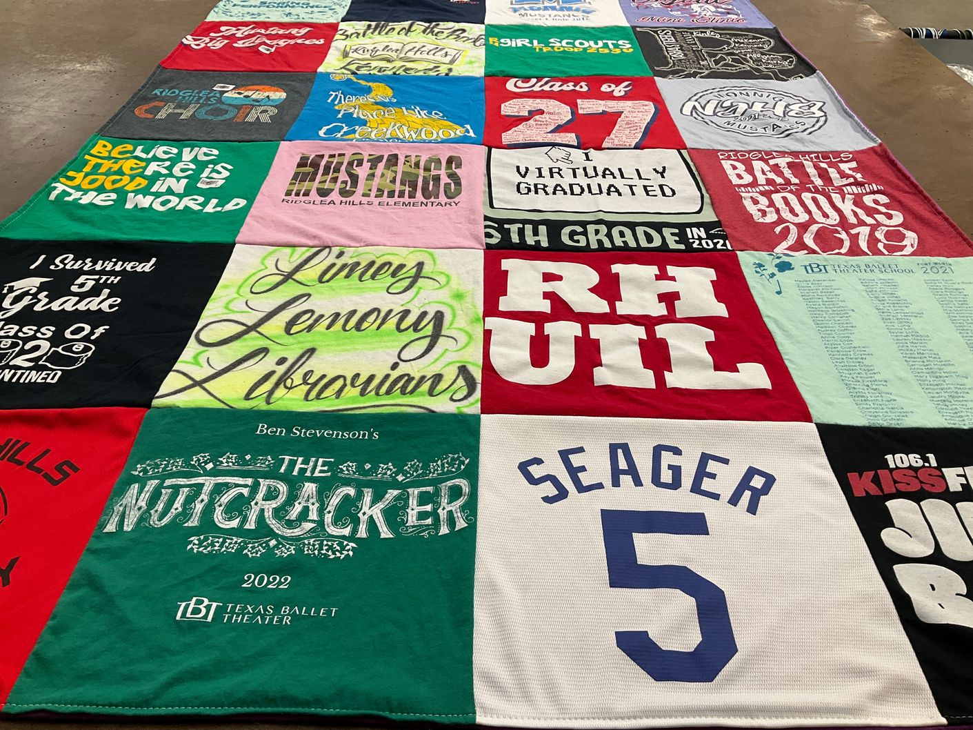 T-shirt quilt from ridglea hills elementary by Lisa from TX