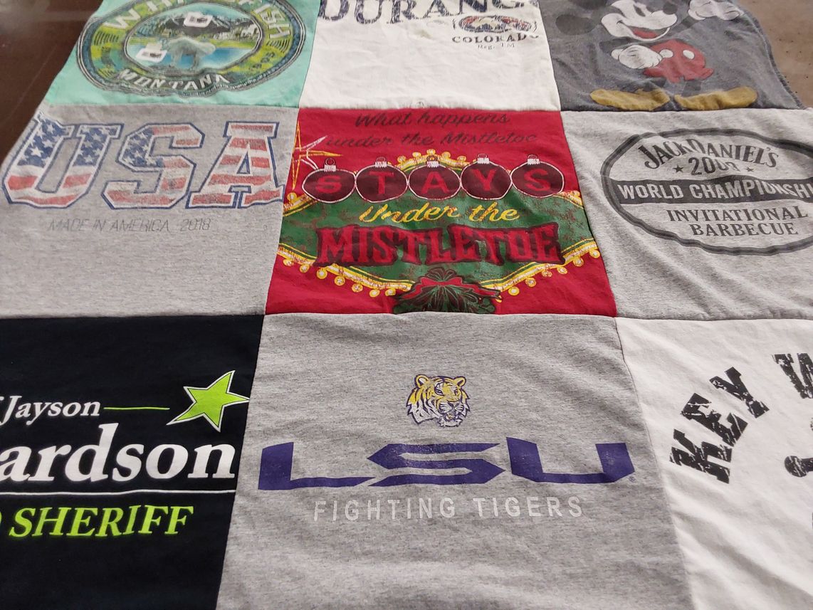 T-shirt quilt featuring louisiana state university fighting tigers by Mary from LA