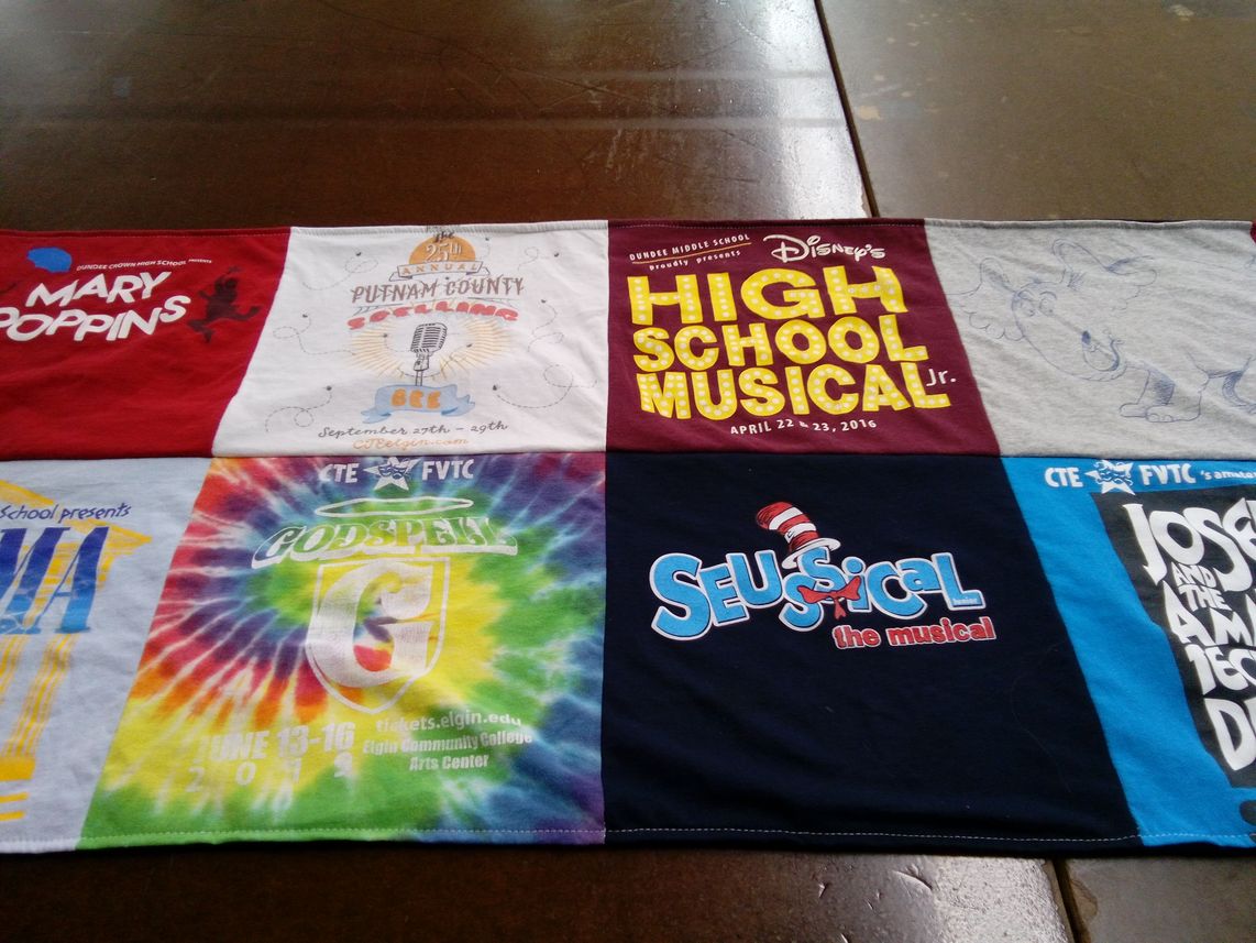 T-shirt quilt from hundle middle school, elgin community college by Claudine from IL