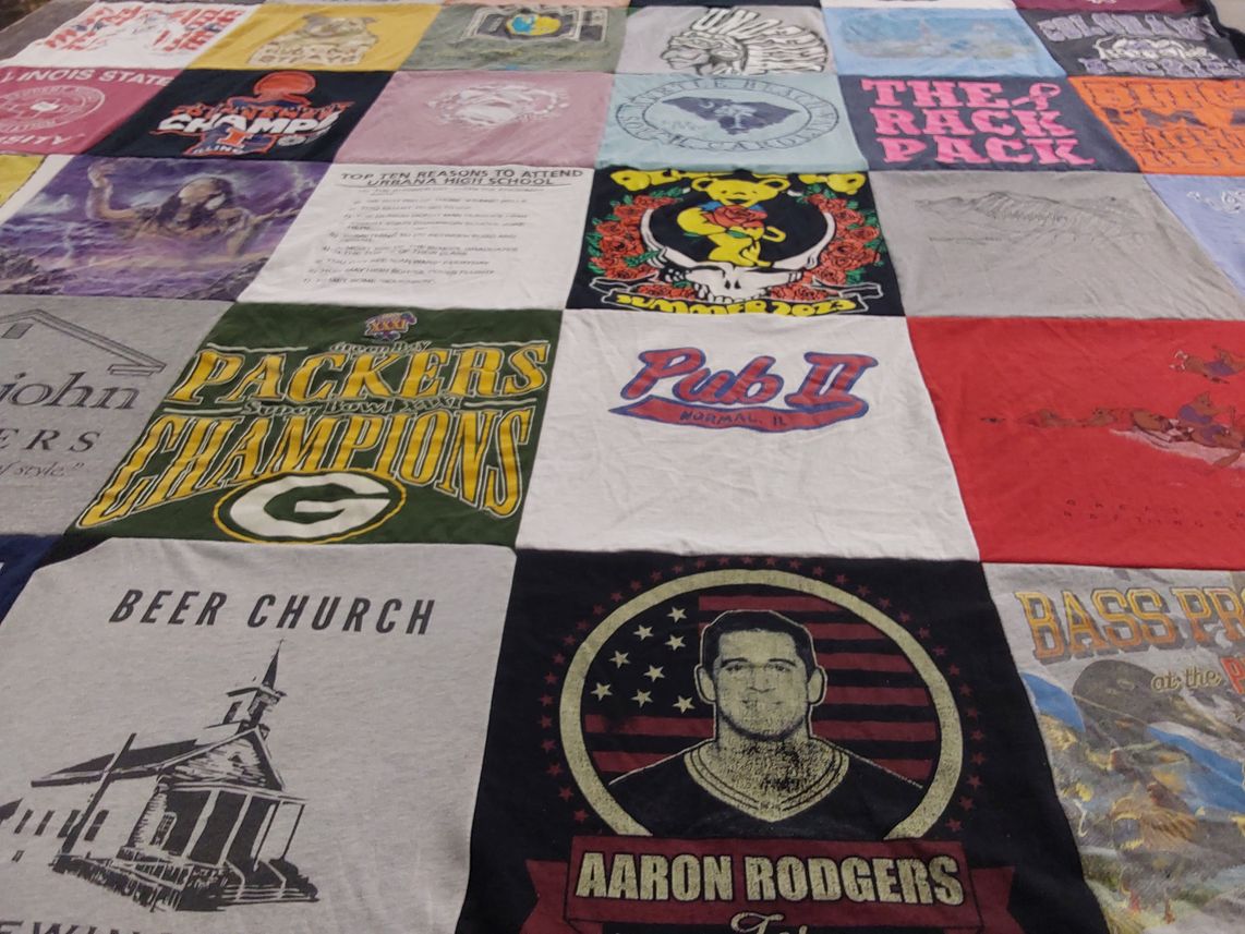 T-shirt quilt featuring green bay packers by Madison from IL