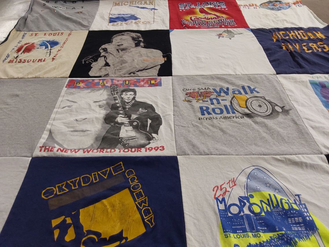 T-shirt quilt with music, events themes by Elizabeth from MO