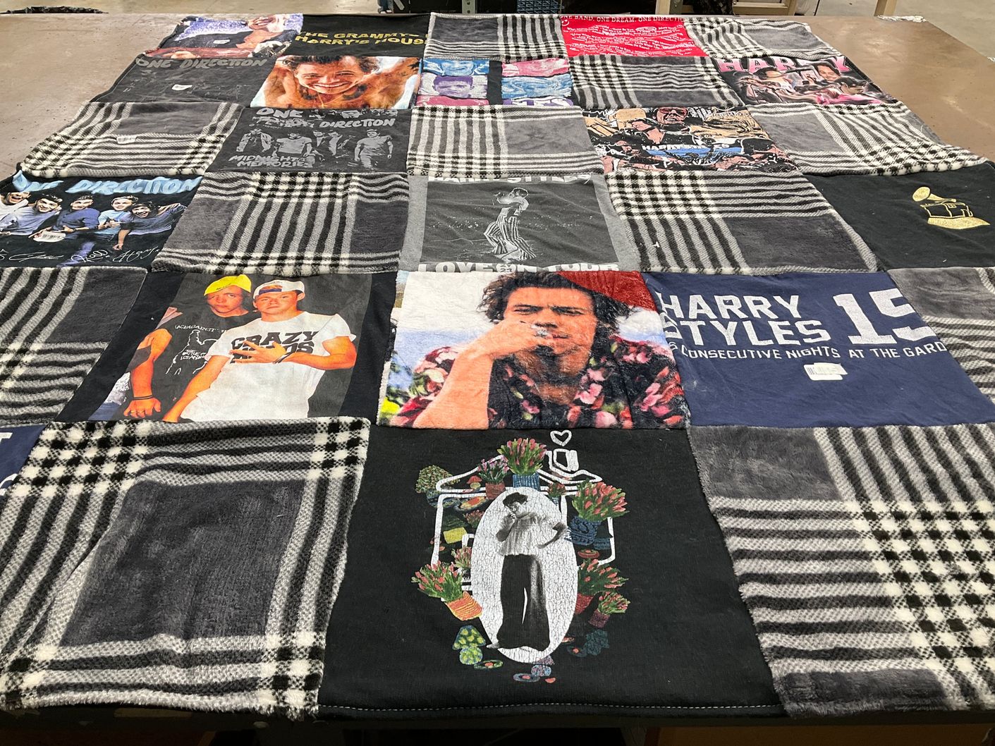 T-shirt quilt with music, pop themes by Jenny from NY