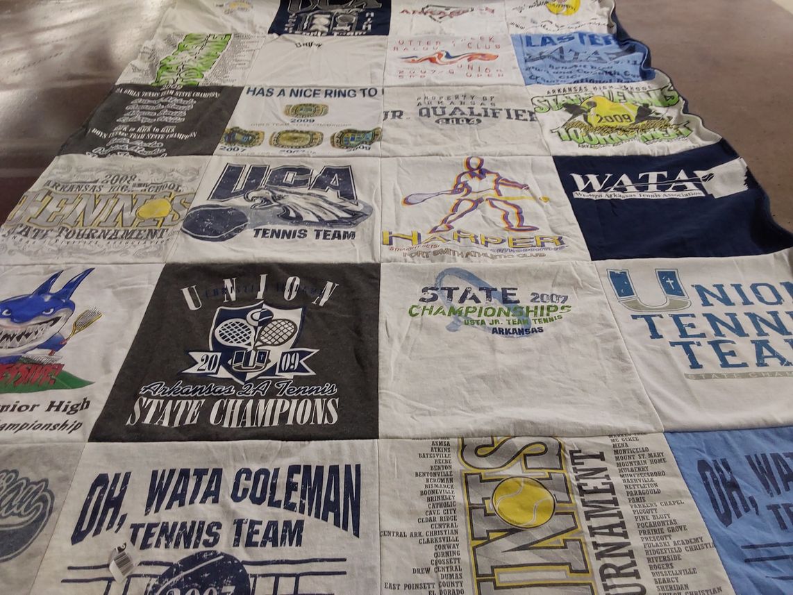 T-shirt quilt featuring union tennis team, wata tennis team by jenny from OK