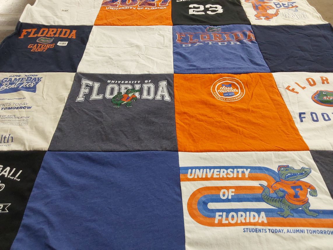 T-shirt quilt from university of florida by Linda from FL
