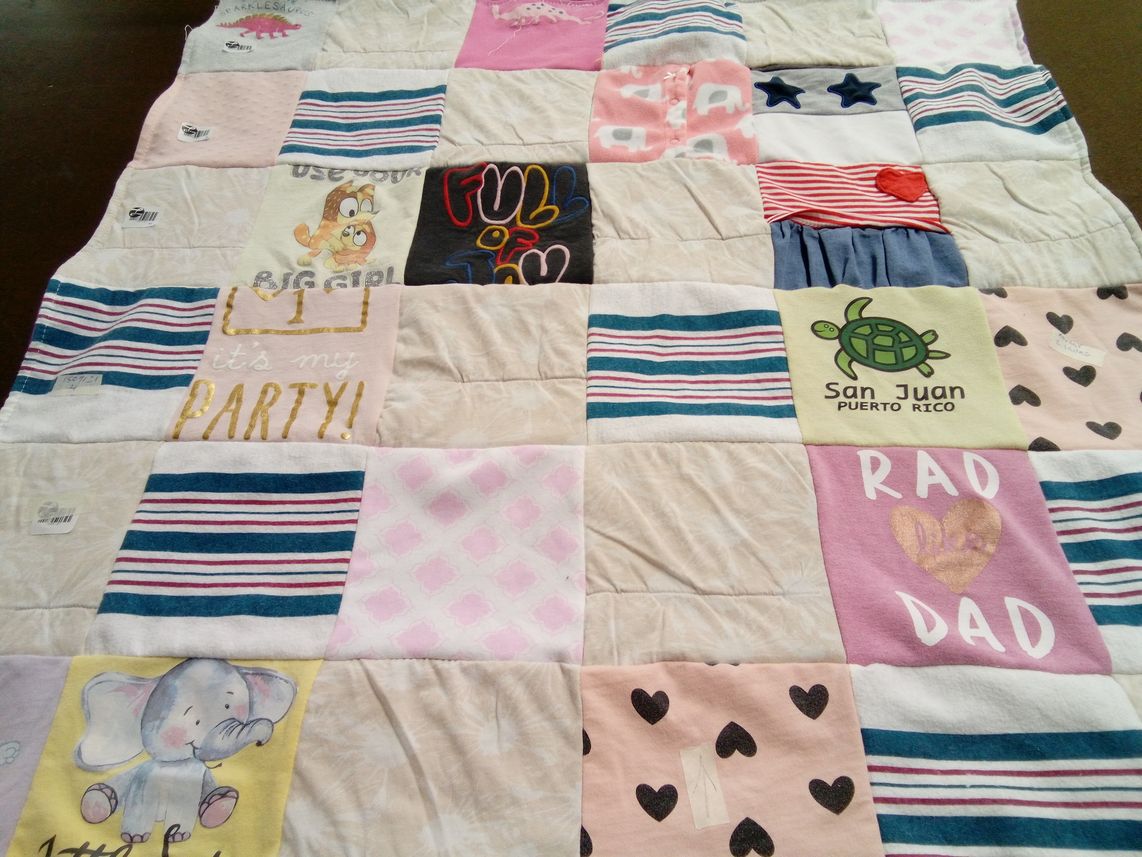 T-shirt quilt with celebration, family themes by Cory from MI