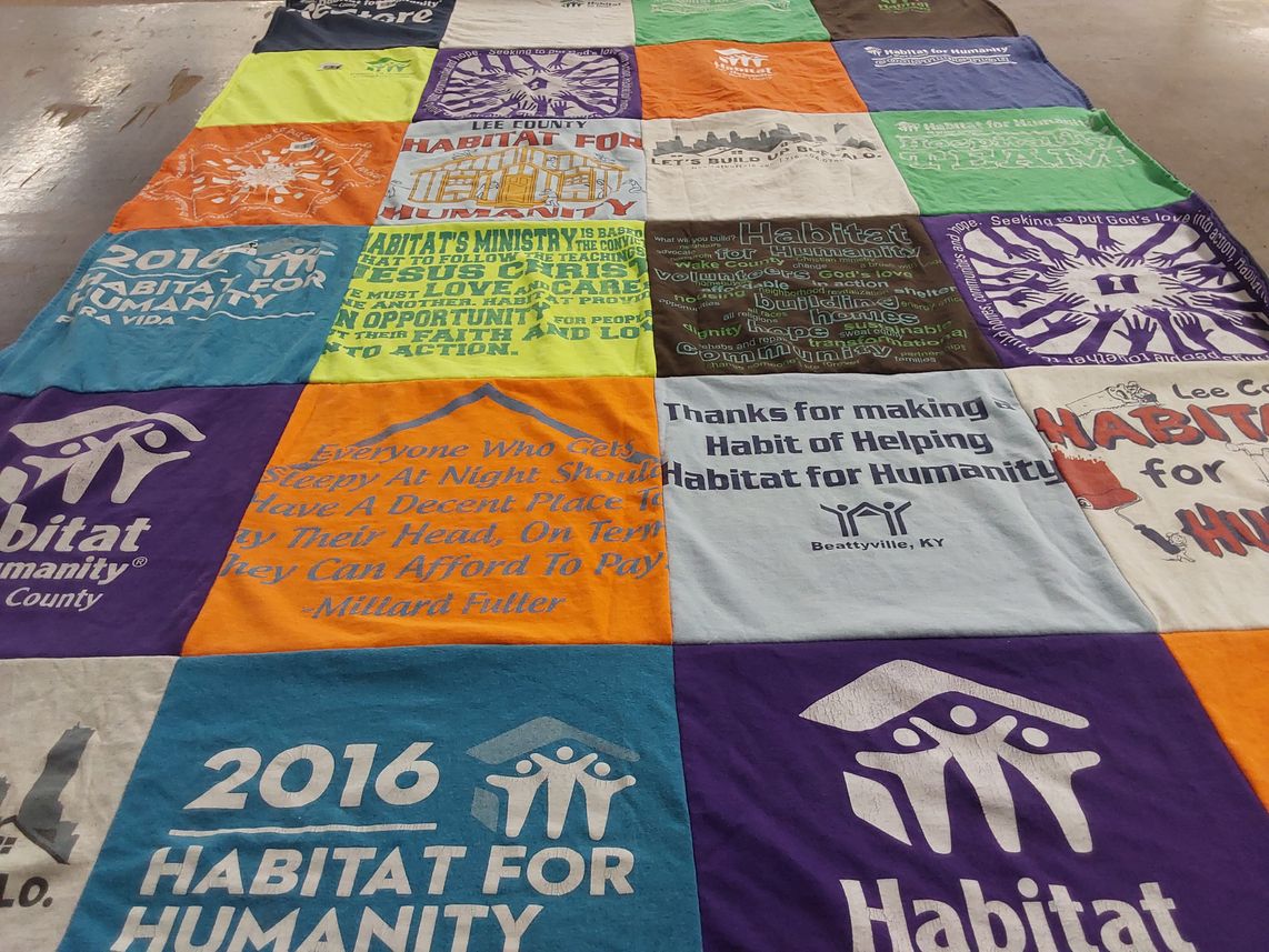 T-shirt quilt with community service, volunteering themes by Kirk from NJ