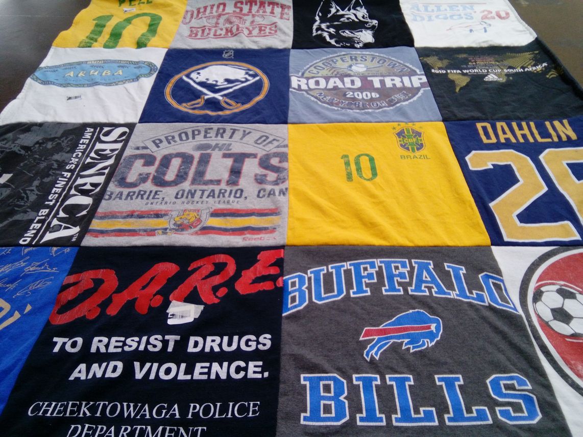 T-shirt quilt featuring buffalo bills, ohio state university by Mike from NY