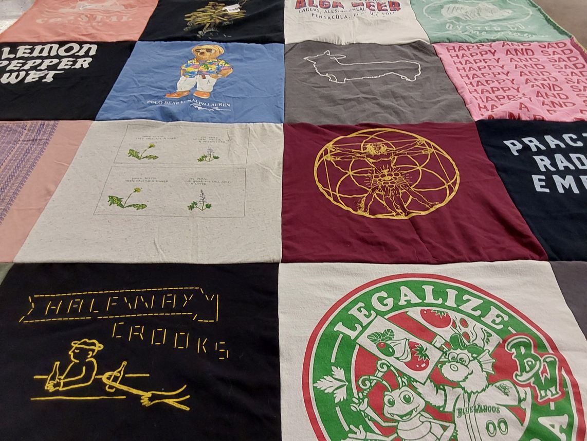 T-shirt quilt with botany, culinary themes by Kyle from FL