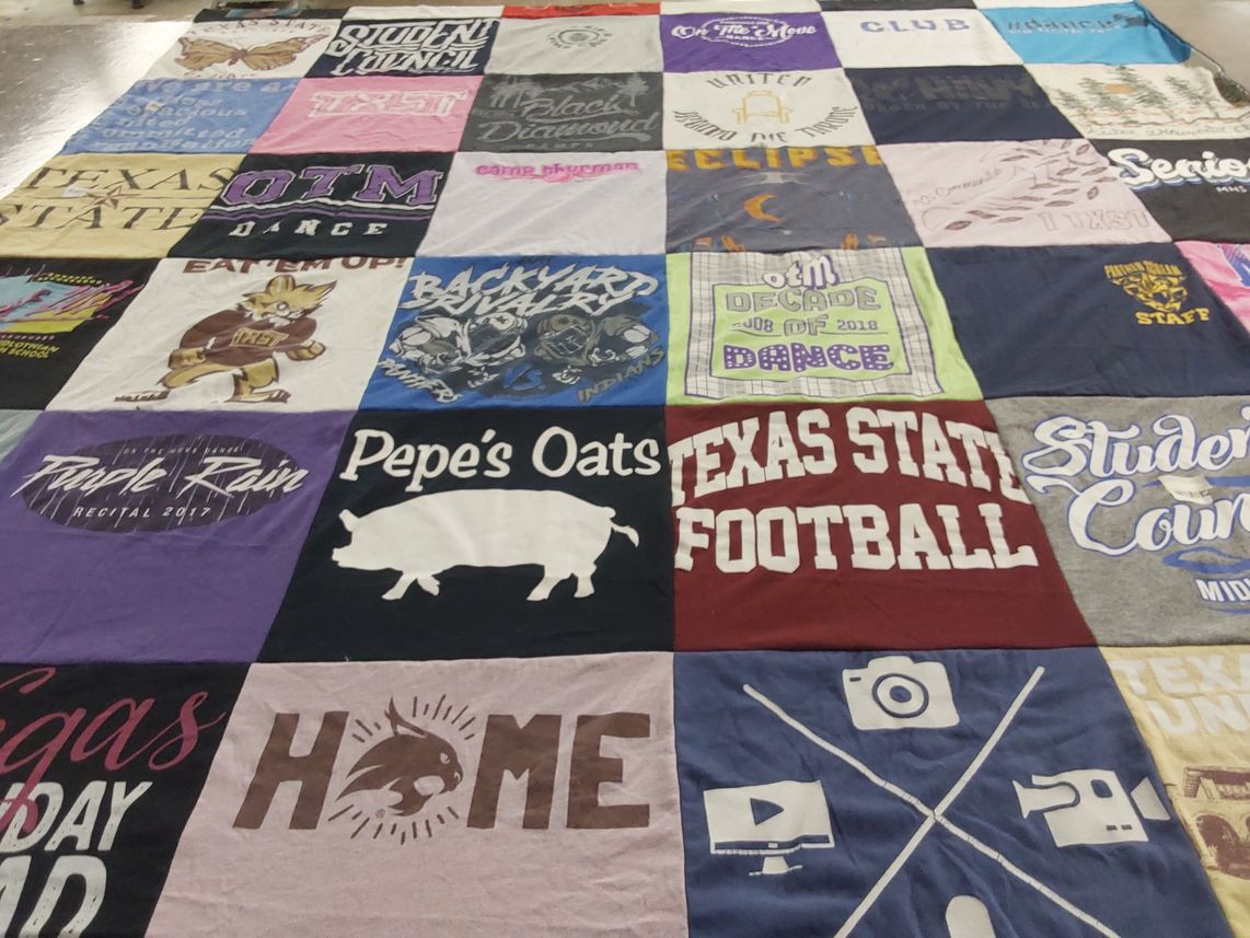 T-shirt quilt featuring texas state university football by Sydney from TX
