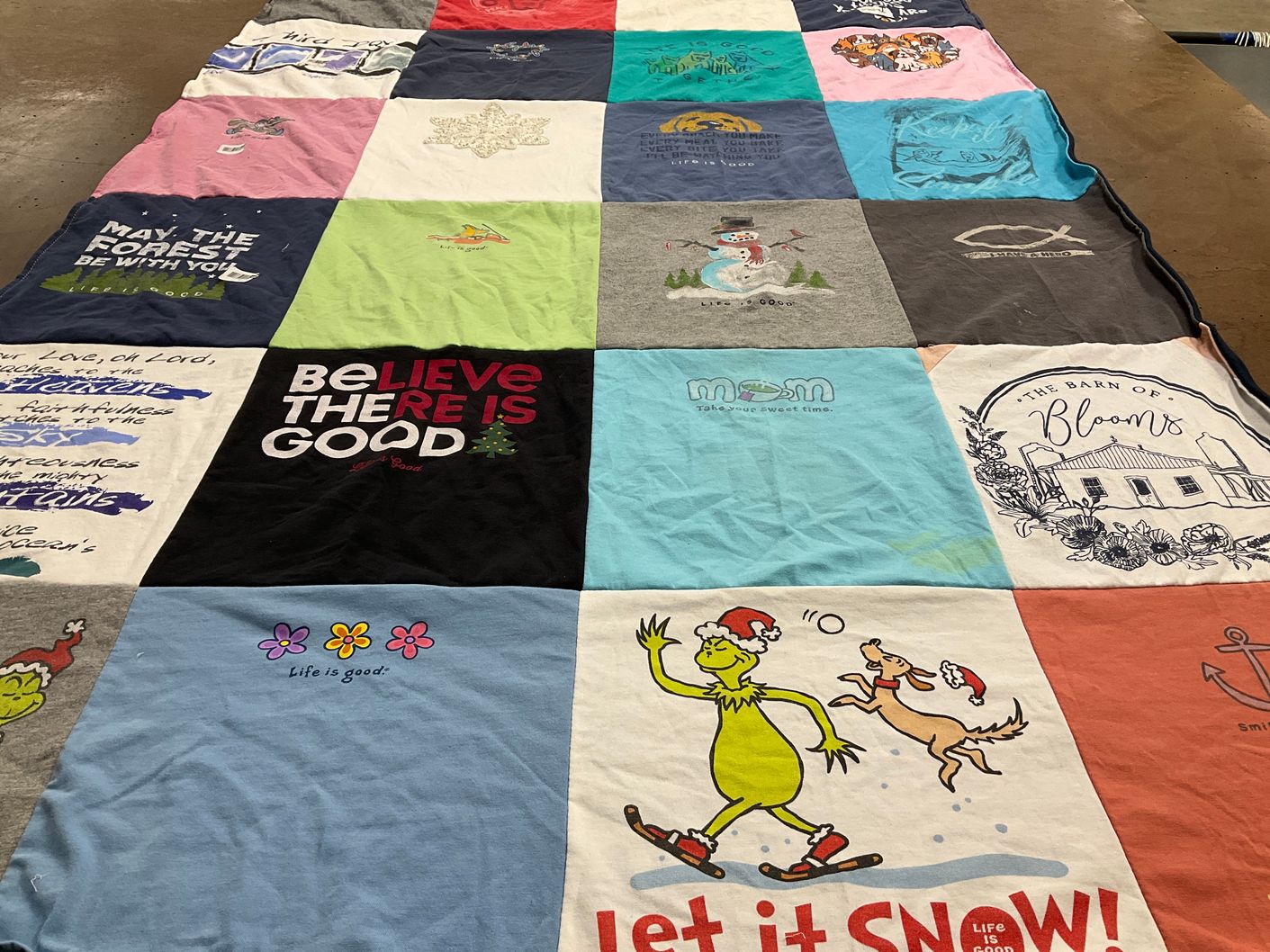 T-shirt quilt with seasons, nature themes by Jill from CO