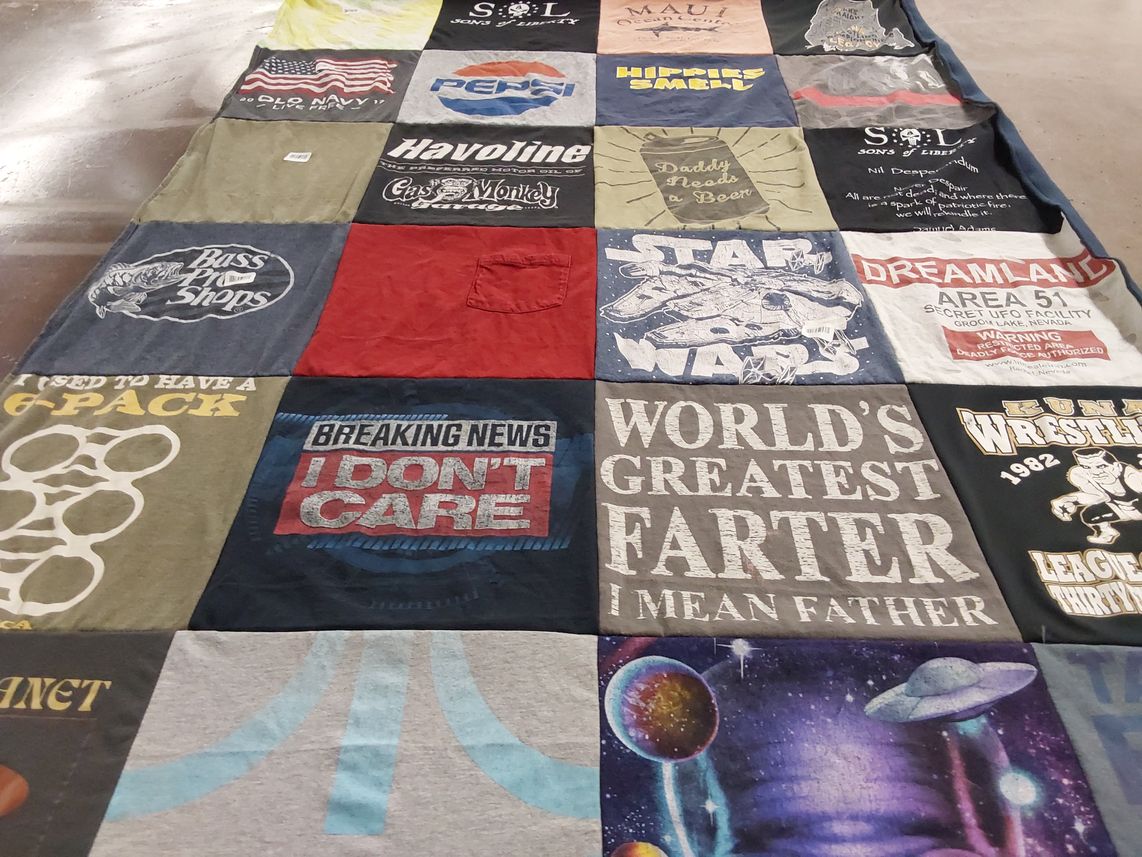 T-shirt quilt with space, astronomy themes by Michele from ID