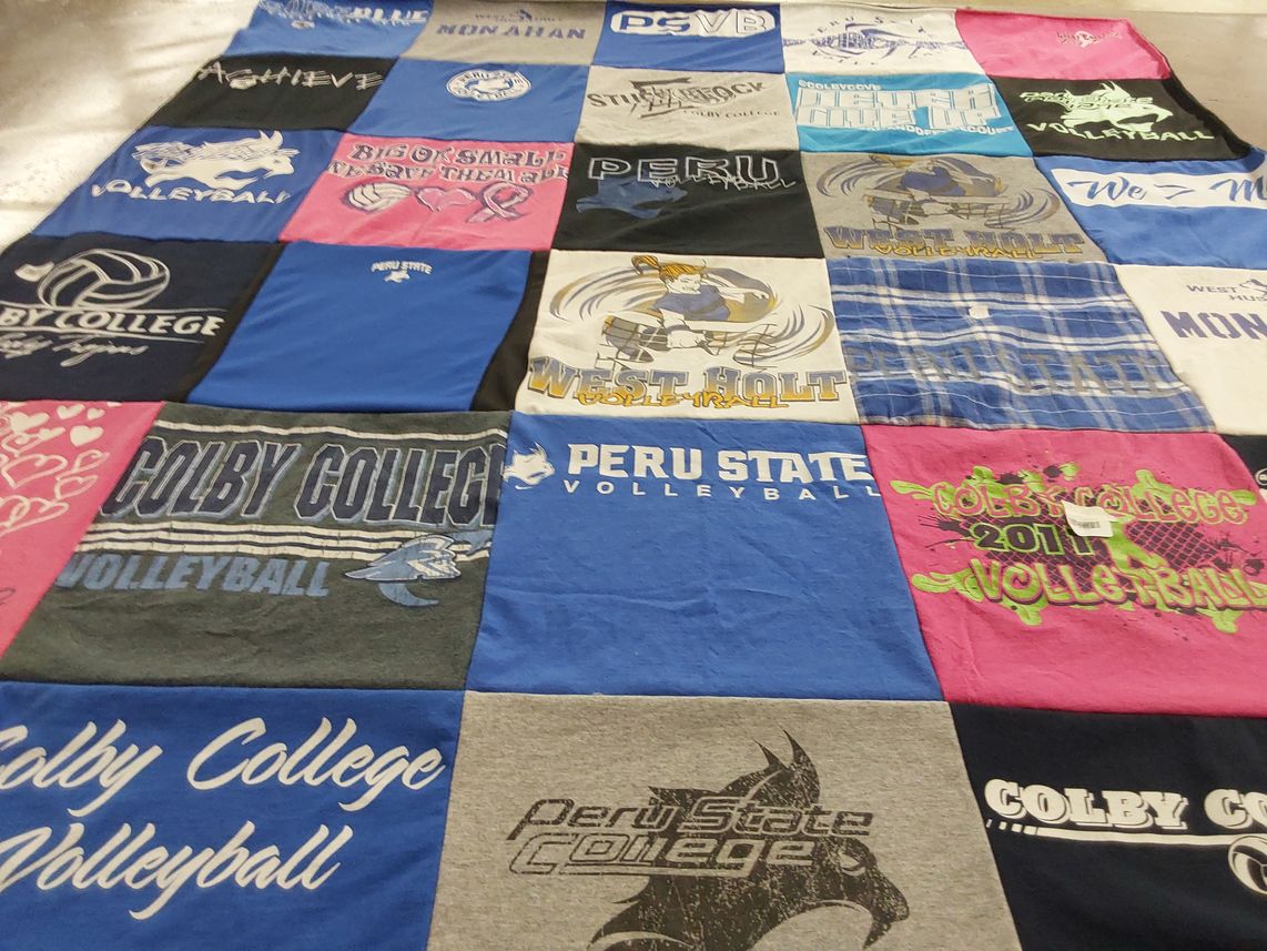T-shirt quilt featuring peru state volleyball, colby college volleyball by KELSEY from NE