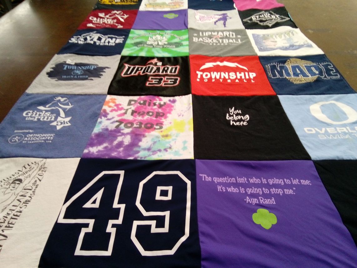 T-shirt quilt featuring upward basketball, township softball by Mike from PA