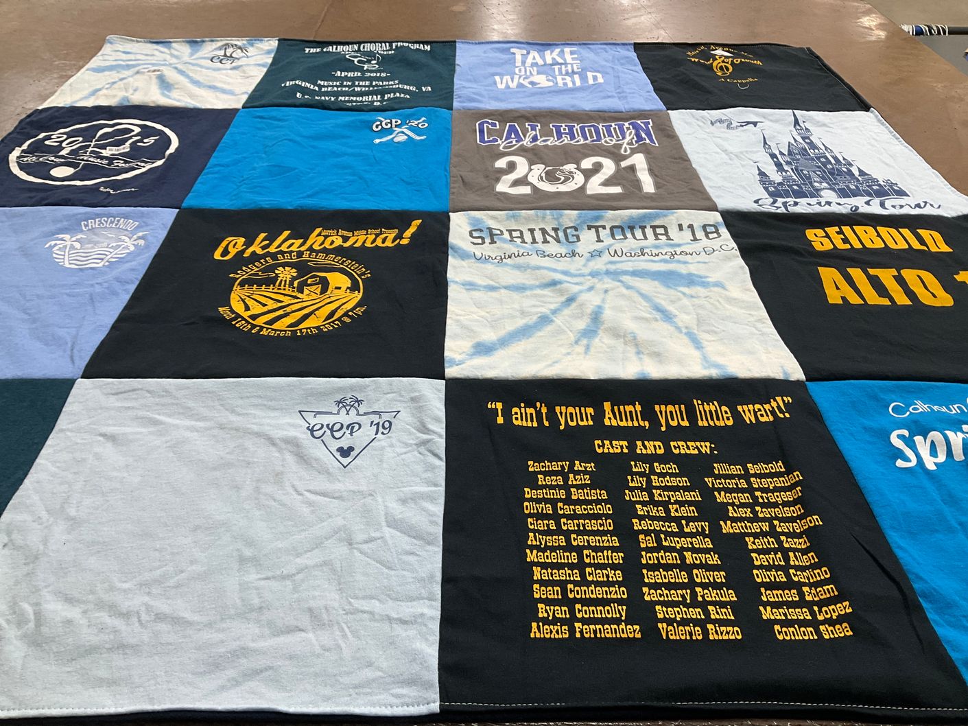 T-shirt quilt from calhoun high school by cynthia from NY