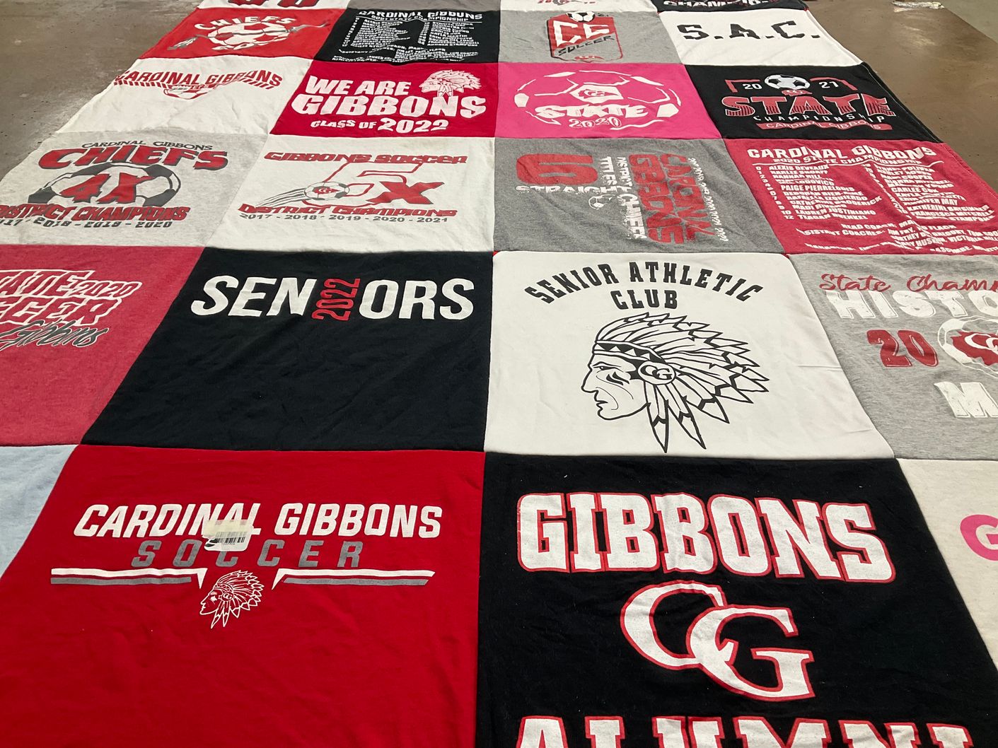 T-shirt quilt featuring cardinal gibbons high school soccer by Francesca from FL