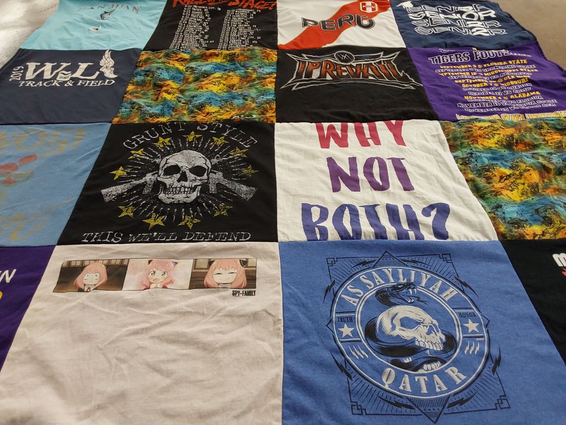 T-shirt quilt with track and field, anime themes by Will from VA