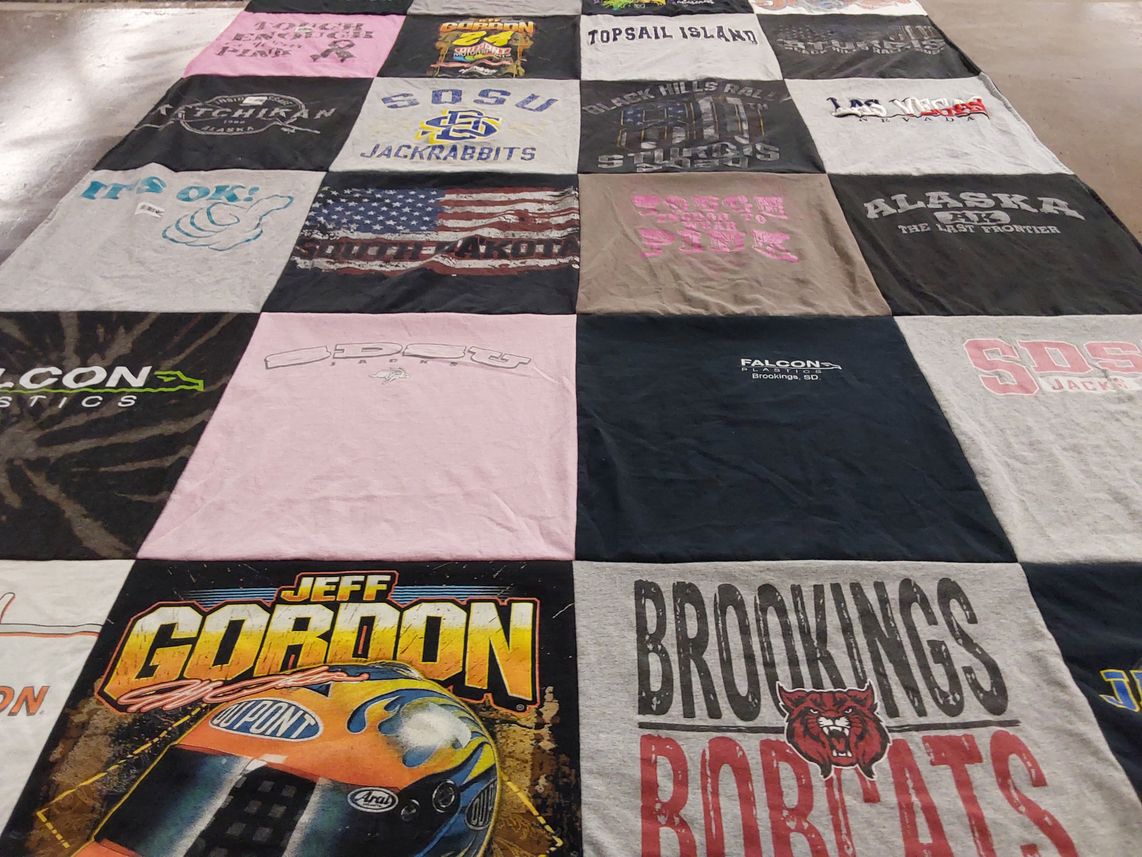 T-shirt quilt featuring south dakota state university jackrabbits, brookings high school bobcats by Sherri from SD
