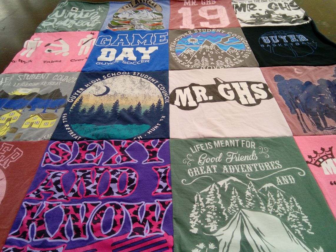 T-shirt quilt from guyer high school by Dana from TX