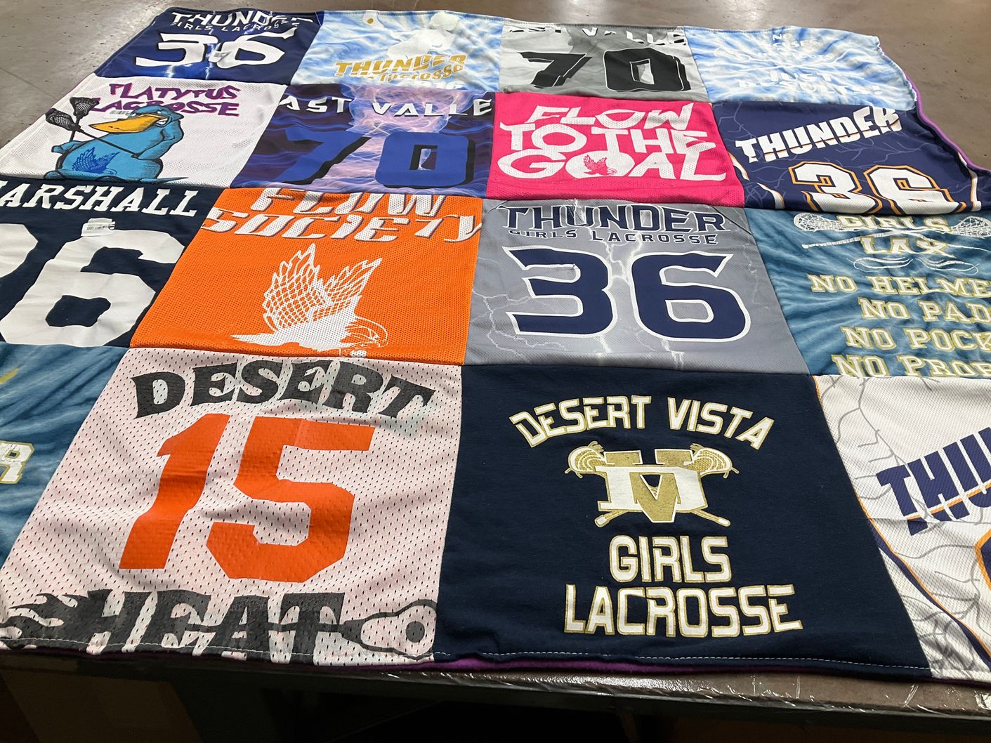 T-shirt quilt featuring thunder girls lacrosse by Margaret from AR