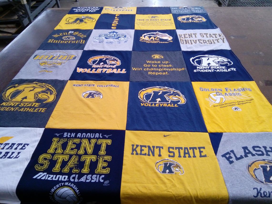 T-shirt quilt featuring kent state volleyball by Kim from OH