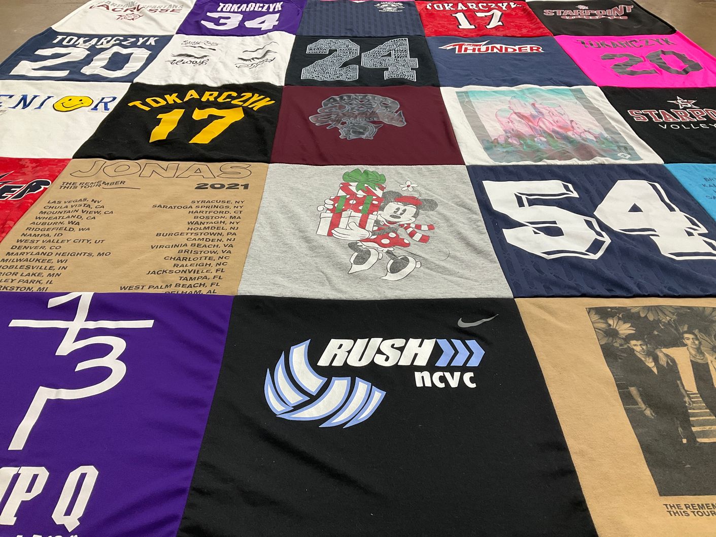 T-shirt quilt featuring starpoint volleyball by Debra from NY