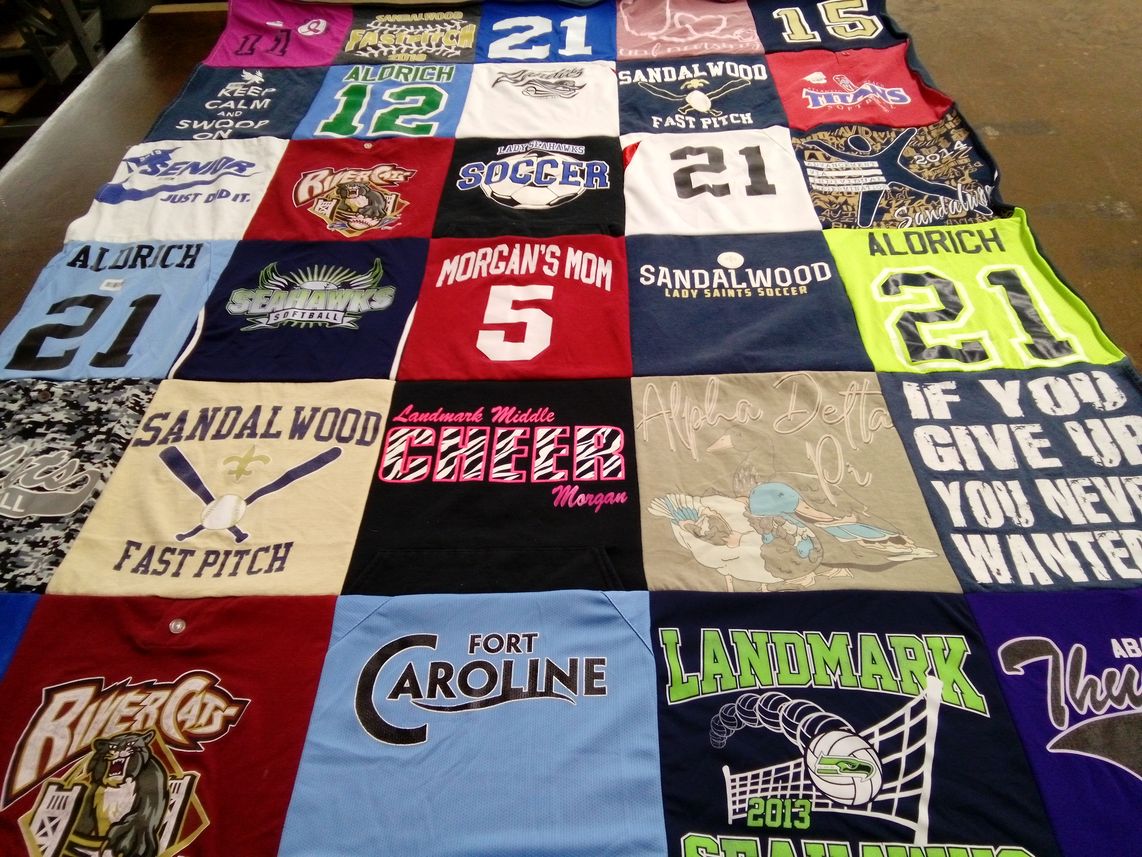 T-shirt quilt featuring sandalwood lady saints soccer, seahawks softball by Karla from FL