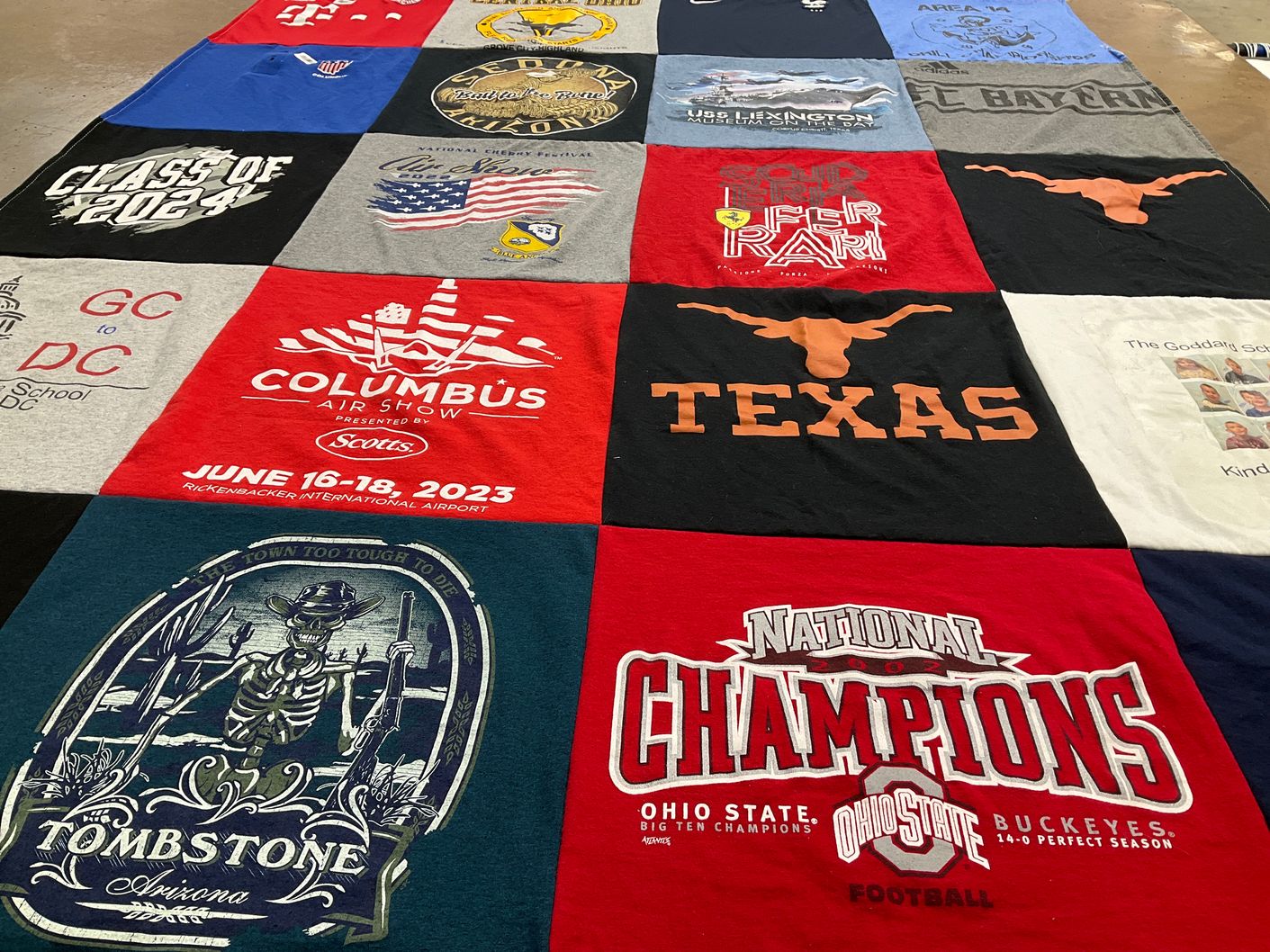T-shirt quilt featuring ohio state buckeyes by Katie from OH