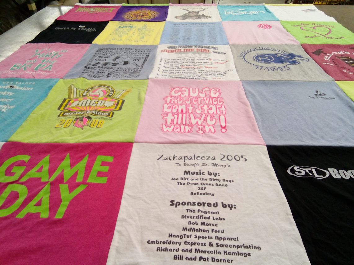 T-shirt quilt from rockhurst university by Peggy from MO