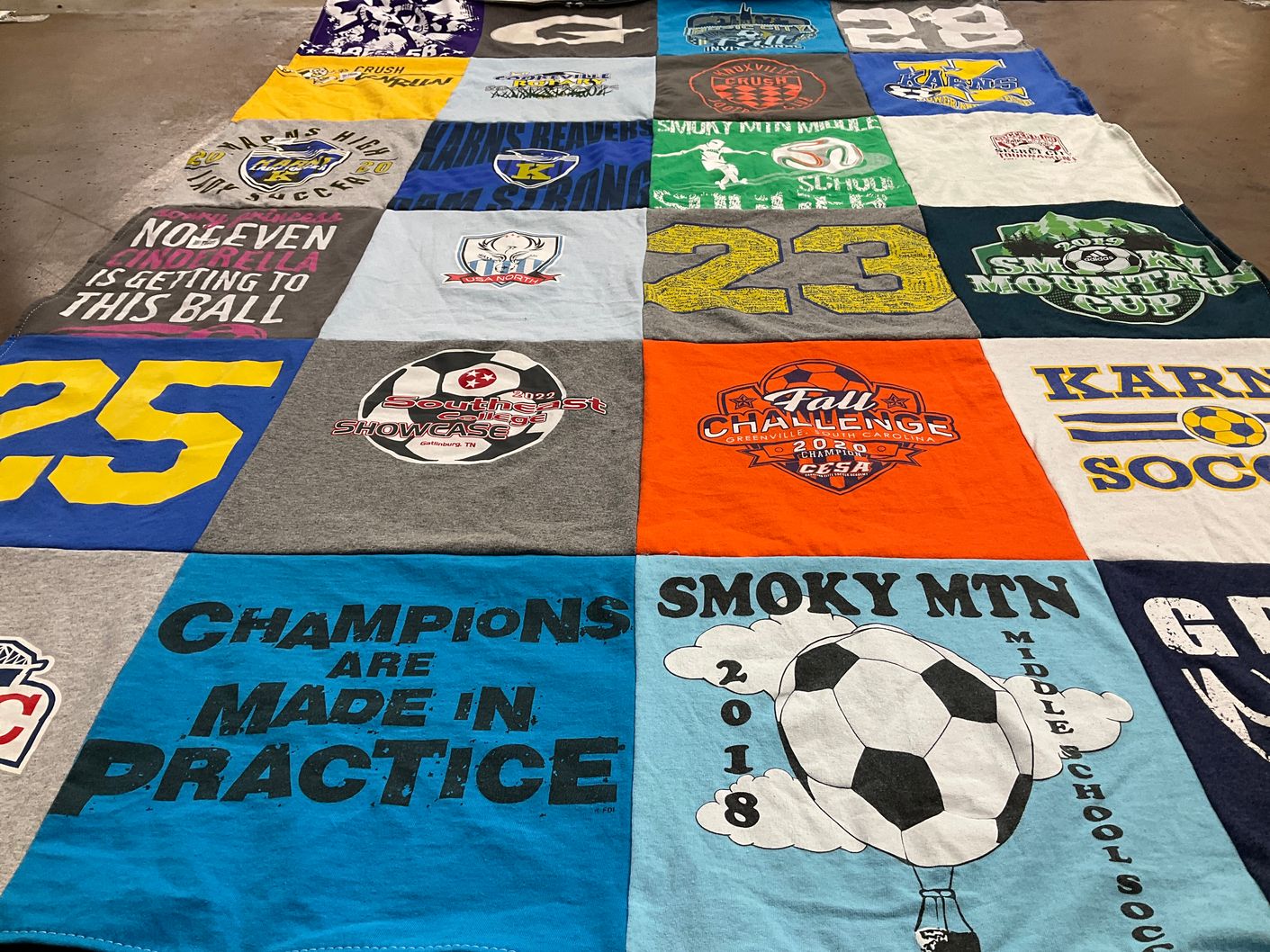 T-shirt quilt featuring karens soccer by Christine from TN