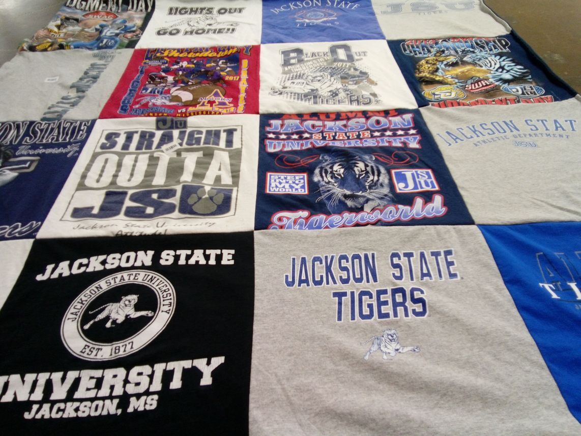 T-shirt quilt featuring jackson state university tigers by Debra from MS
